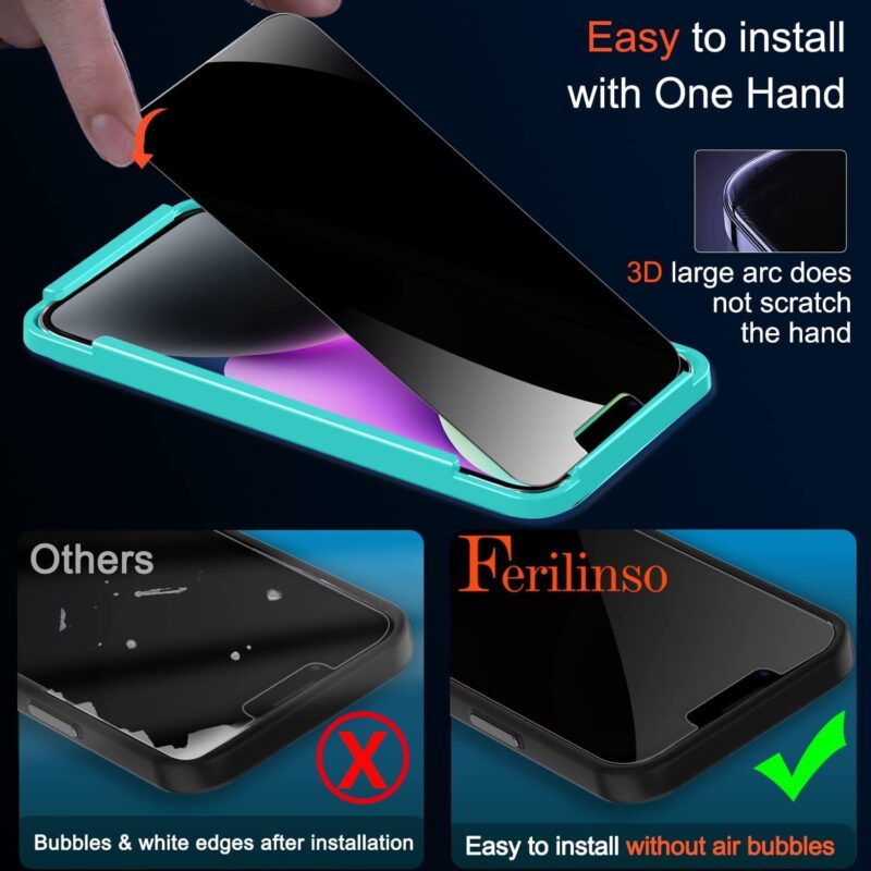 Ferilinso® iPhone 1314 Privacy Screen Protector 2 Pack