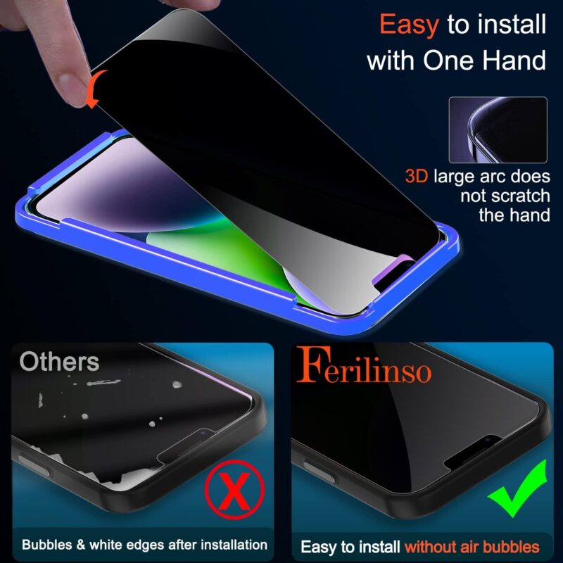 Ferilinso® iPhone 14 Plus & 13 Pro Max Privacy Screen Protector 2 Pack